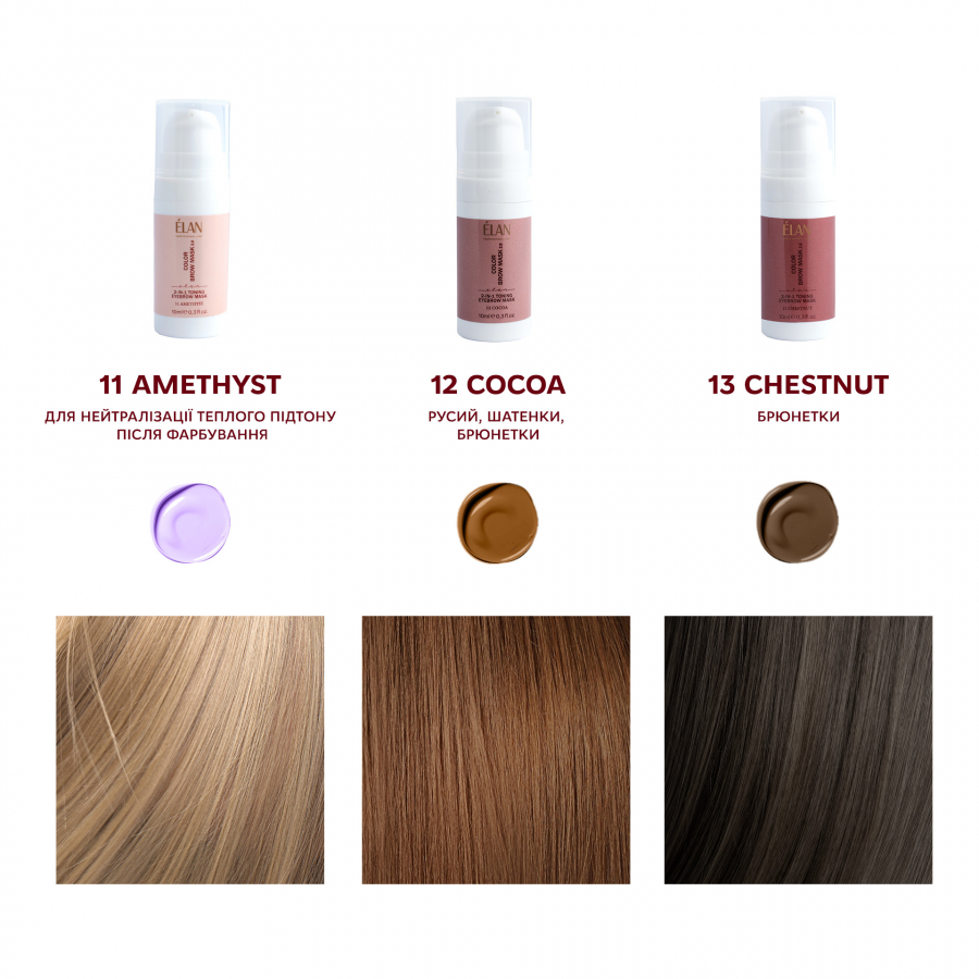 ELAN ELAN COLOR BROW MASK 2.0: тонирующая маска для бровей 2-в-1, 11 AMETHYST