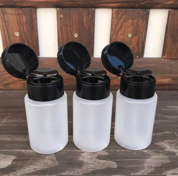 Помпа баночка дозатор пластиковая для жидкостей 60 мл чёрная